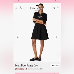 Worn 2x amazing condition Kate spade pearl bow ponte little black dress